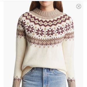 Boden Fair Isle Metallic Yarn Sweater - warm ivory NWT